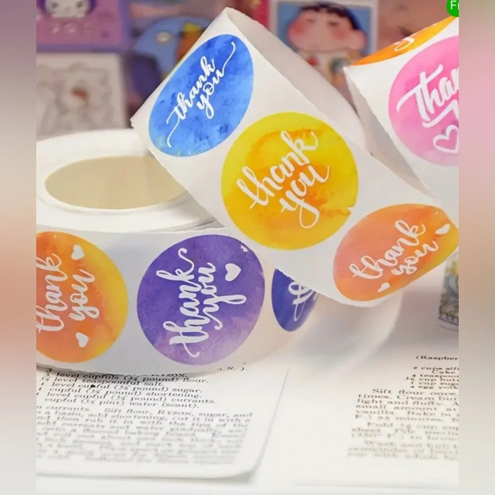 Colorful Rainbow Thank You Sticker 500pcs/Roll